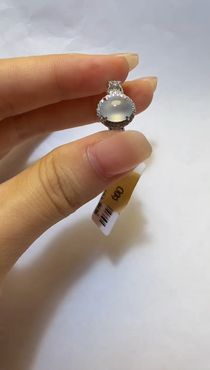 银S925镶嵌戒指翡翠925银镶缅甸A货翡翠戒指