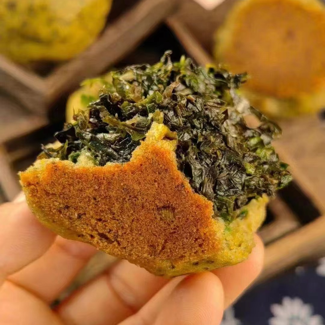 【胶东梁妈妈】山菜黑豆玉米面传统手工菜团子 菜片片