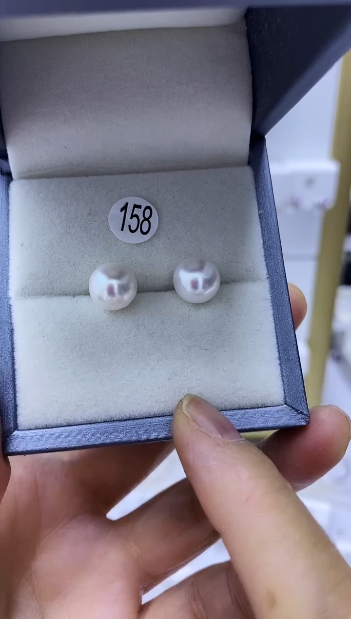 银S925镶嵌耳饰淡水珍珠158