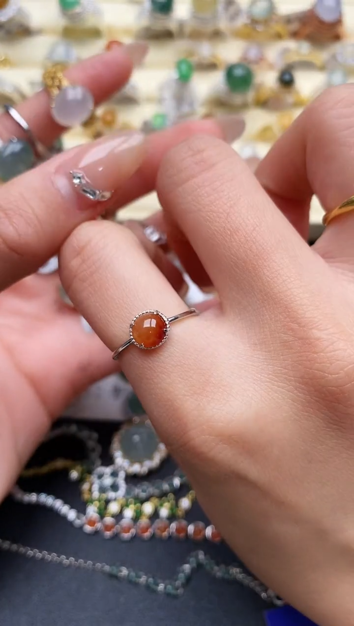 【闪购商品】翡翠戒指银S925镶嵌5555555+9