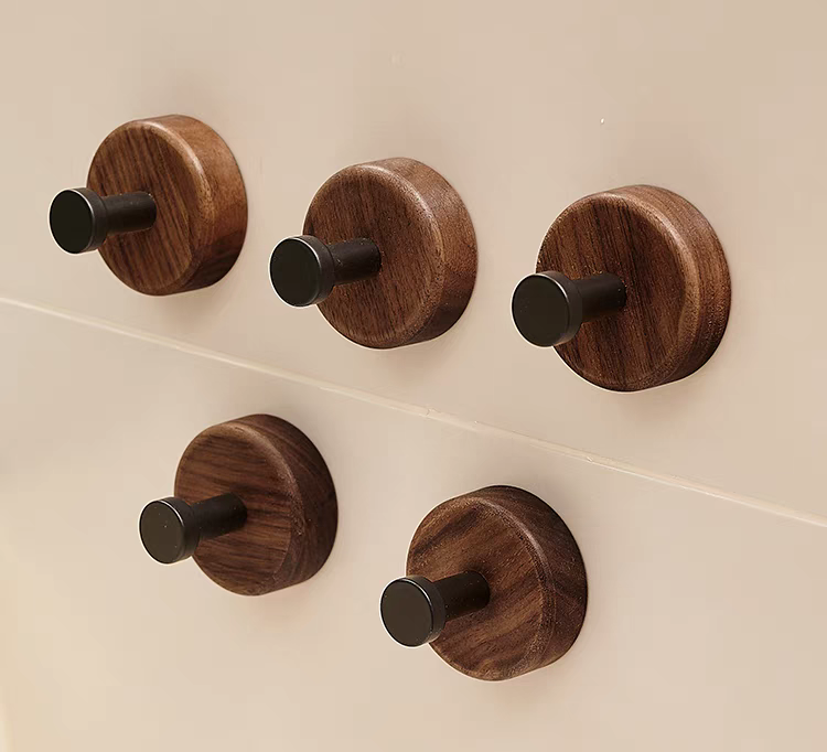 胡桃木门后浴室挂钩强力粘胶挂衣架壁挂墙上单钩免打孔衣服挂衣钩