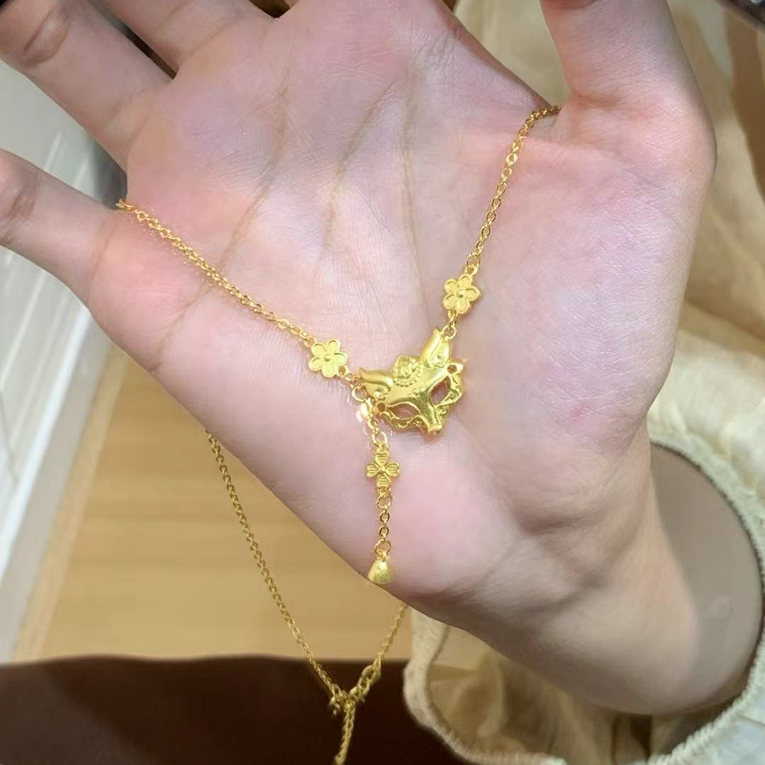 吊坠足银 燕归yangui“花月狐 ”足银999.9狐狸面具镀金吊坠 5g