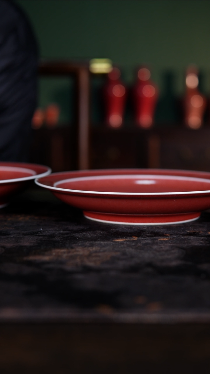 壶承白泥高温铜红釉豇豆红