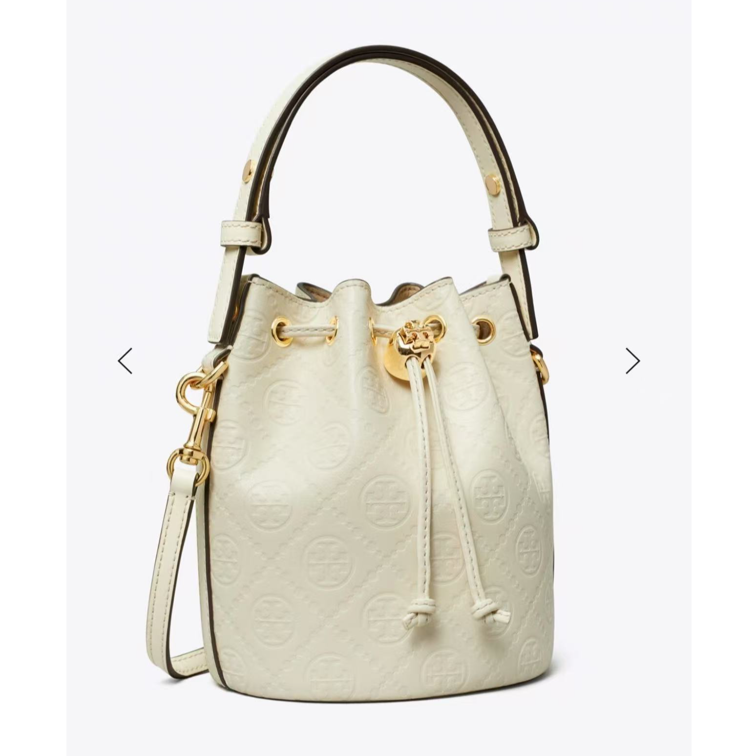 tory burch  MONOGRAM 迷你白色斜挎水桶包158530-921