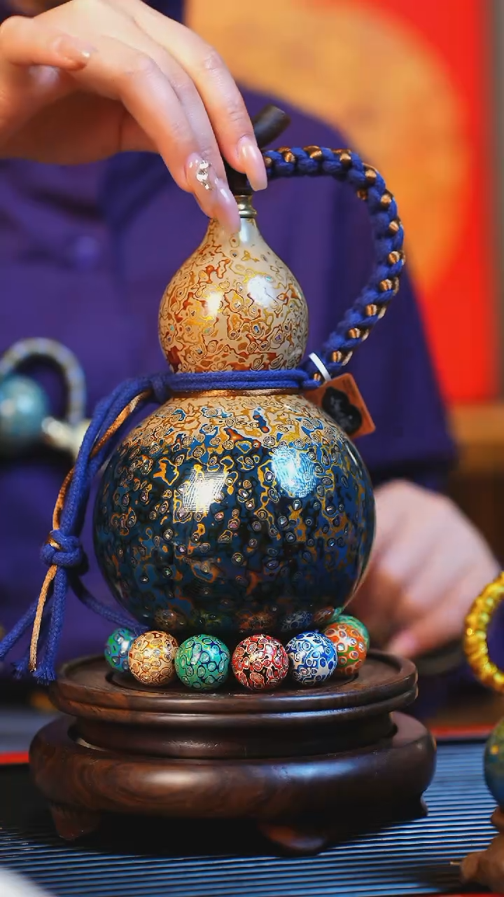 【闪购商品】JM015漆艺酒葫芦不包手串及旋转底座