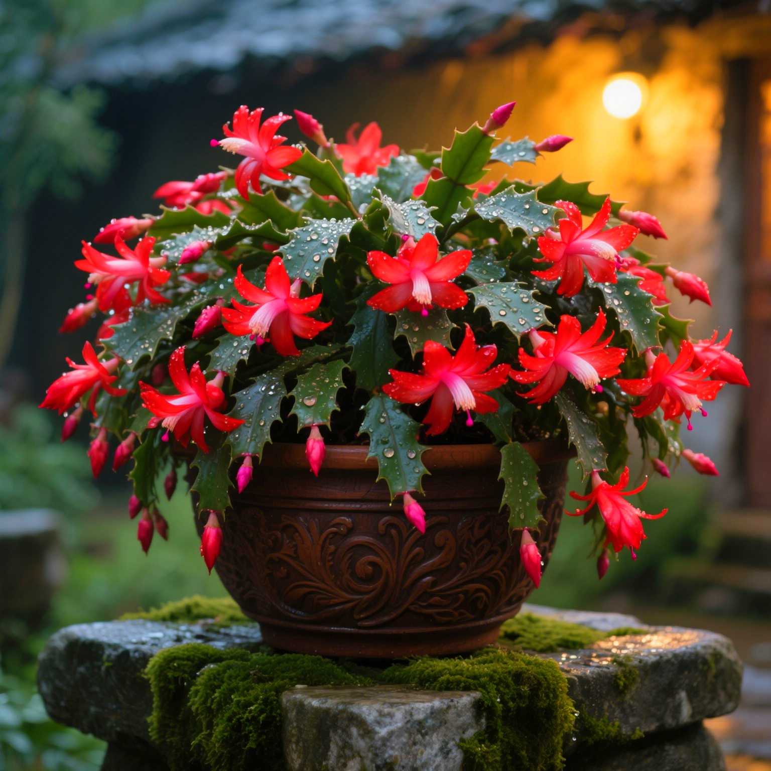 带花苞蟹爪兰盆栽重瓣四季开花蟹爪莲室内办公室净化空气植物花卉