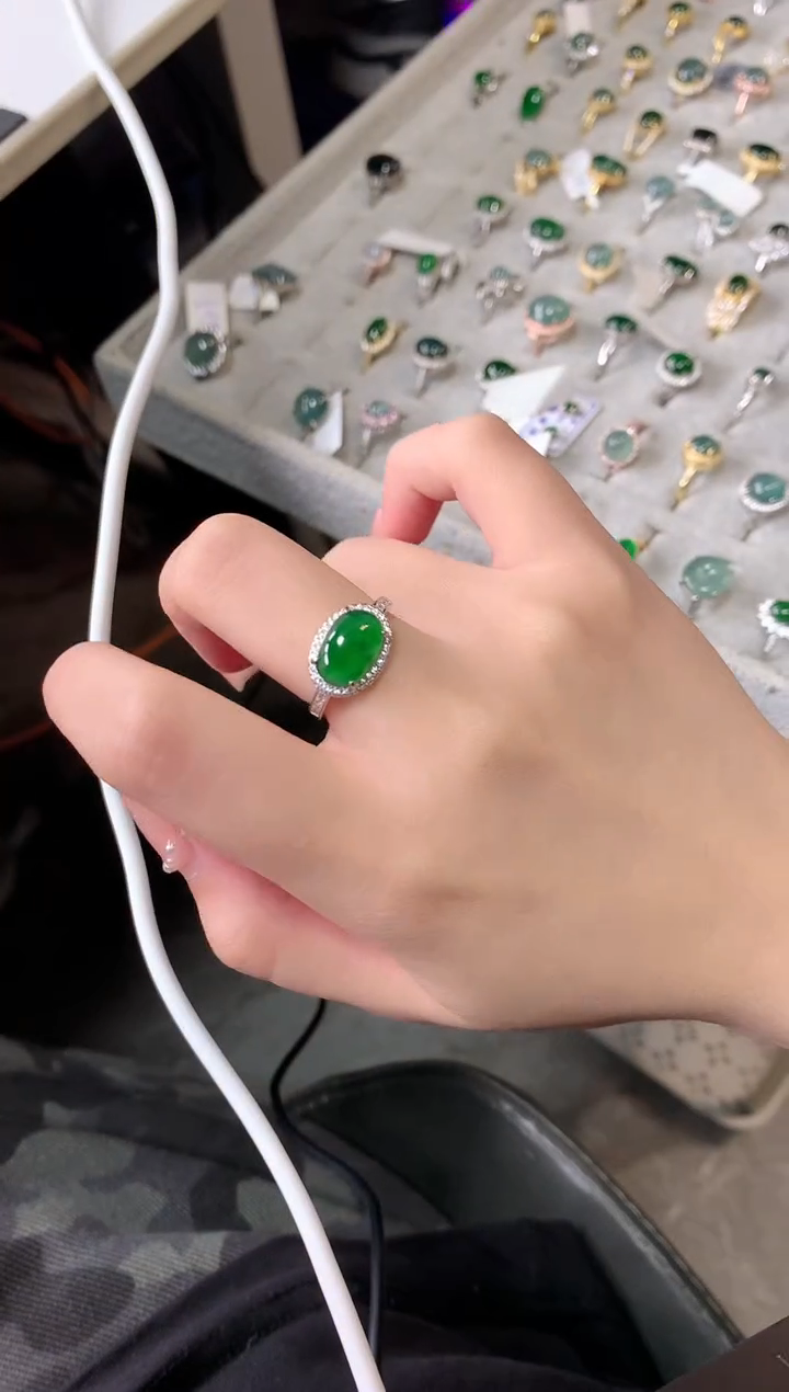 【闪购商品】翡翠戒指银S925镶嵌521412