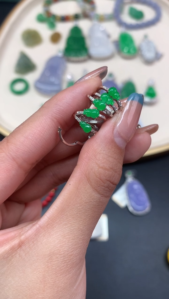 【闪购商品】翡翠耳饰18K金镶嵌耳饰A71|1380