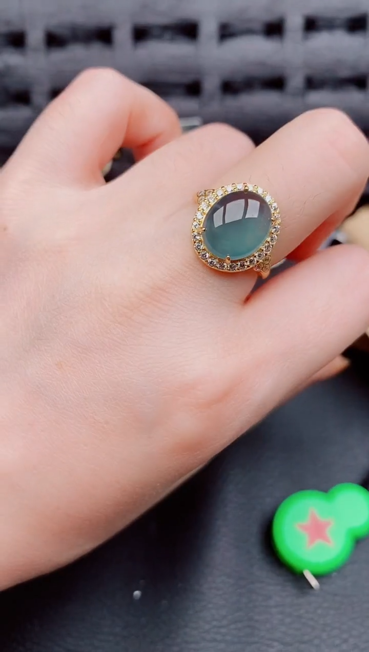 【闪购商品】翡翠戒指银S925镶嵌天然a货翡翠803