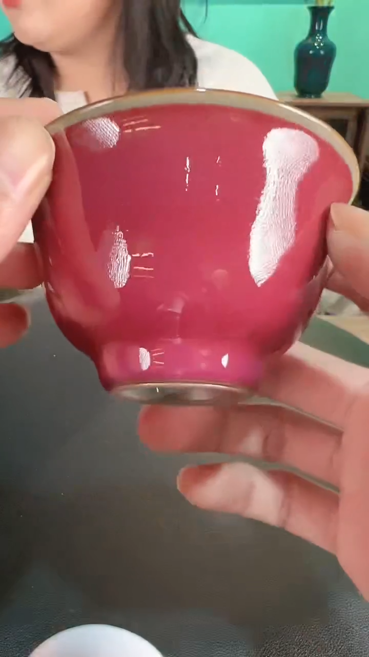 【闪购商品】杯一品德窑单色釉胭脂红主人杯子