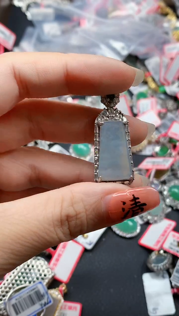 银S925镶嵌戒指翡翠天然A货缅甸翡翠