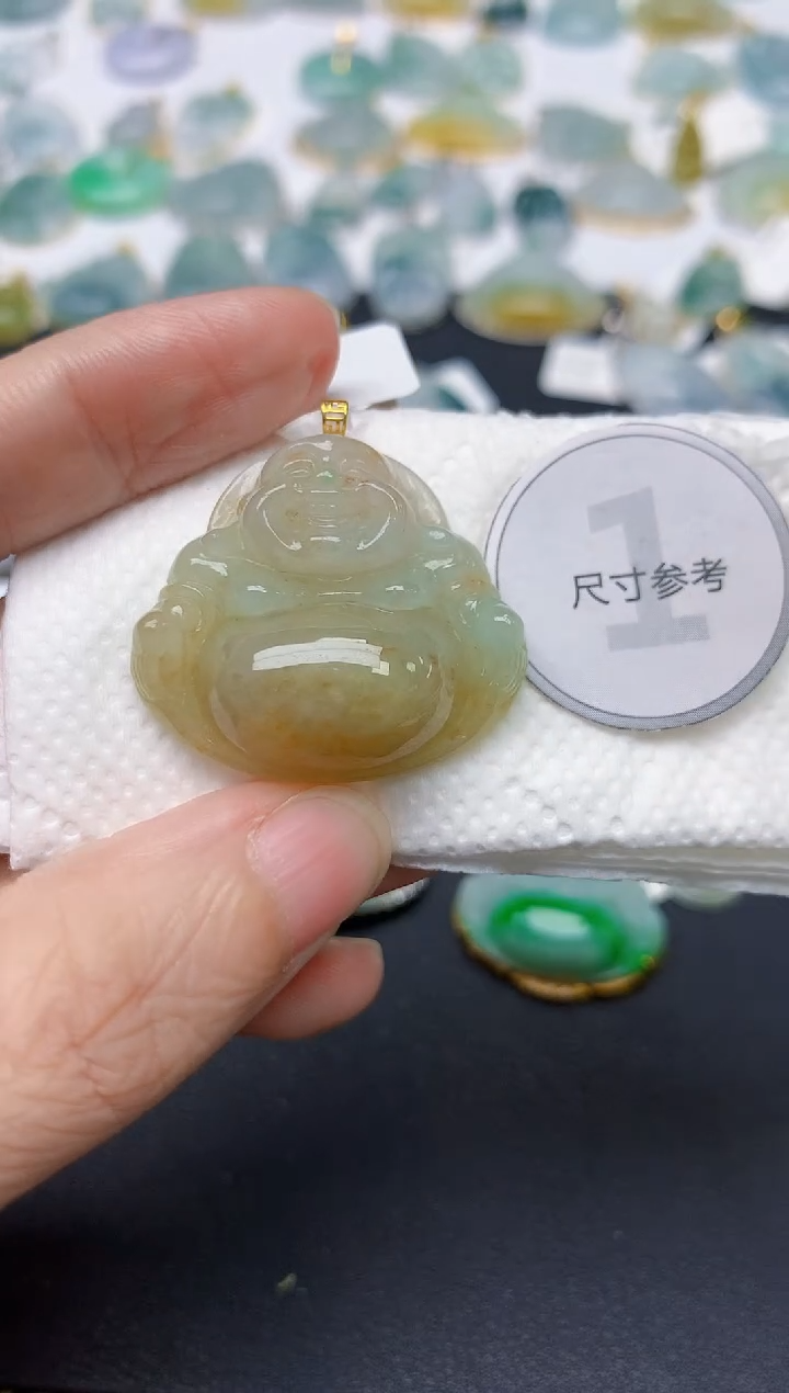 翡翠18K金镶嵌颈饰天然缅甸A货翡翠