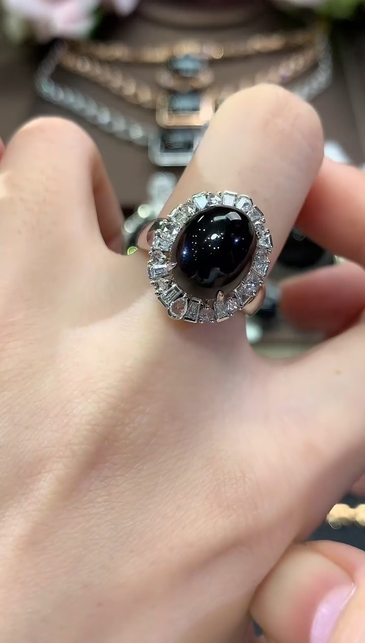 18K金镶嵌戒指翡翠夏日珠宝B67