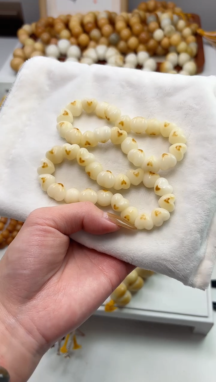 手串菩提根/象牙果玉化爱心蒜瓣大肠11mm手串