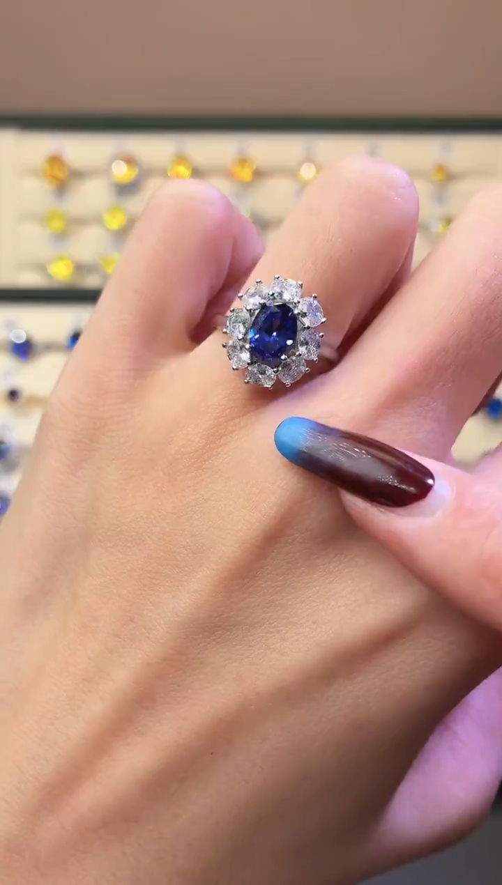 戒指蓝宝石银S925镶嵌0000