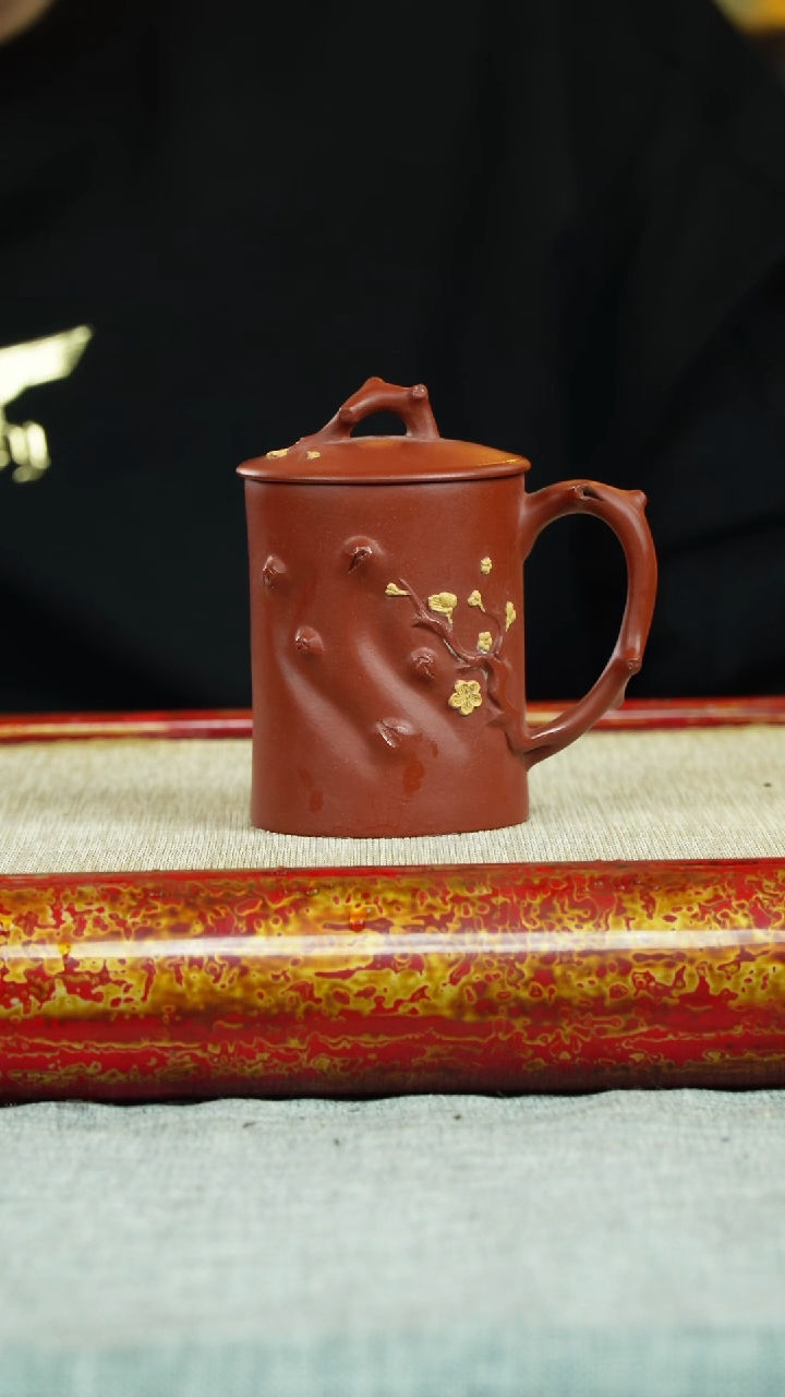 【闪购商品】紫砂茶杯梅香盖杯 大红袍