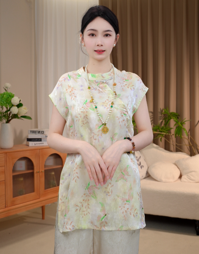 【蜻蜓点水】薄款新中式中长款国风上衣2025B2728-七月