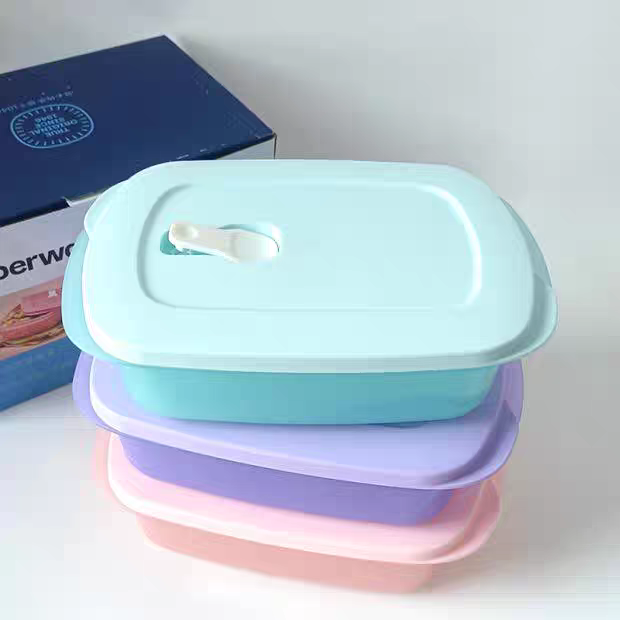 特百惠1升长方不分隔微波加热防漏便携便当餐盒