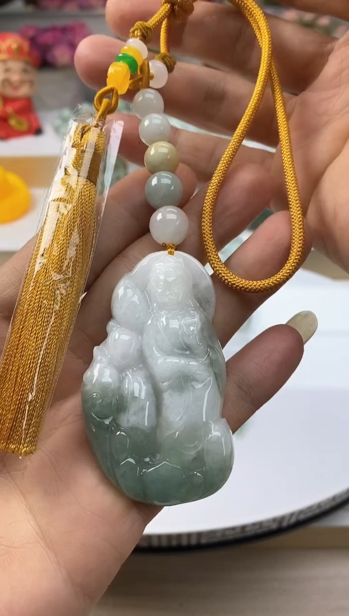颈饰未镶嵌翡翠68天然缅甸翡翠A货微瑕车挂