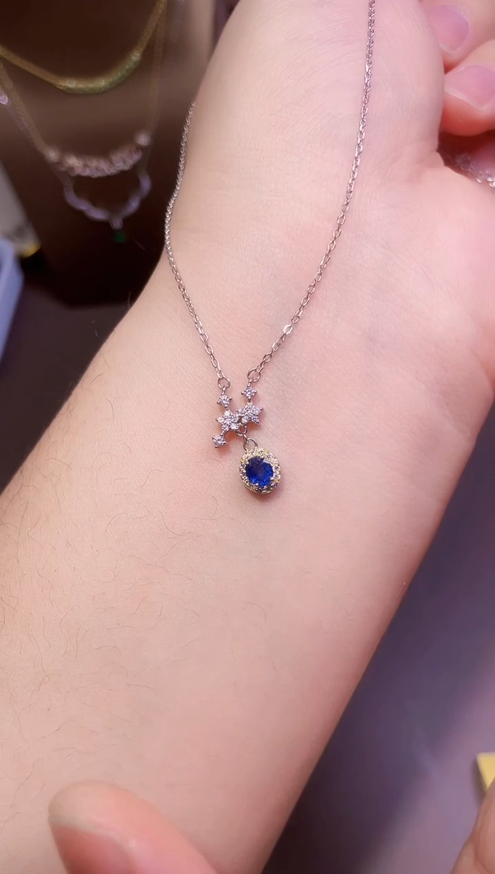 【闪购商品】蓝宝石吊坠(赠链)银S925镶嵌一条
