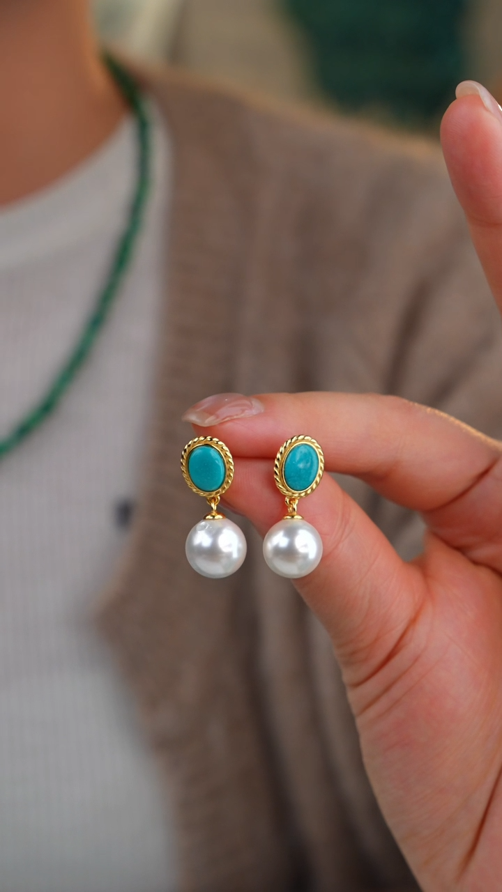 【闪购商品】绿松石耳饰合金耳钉