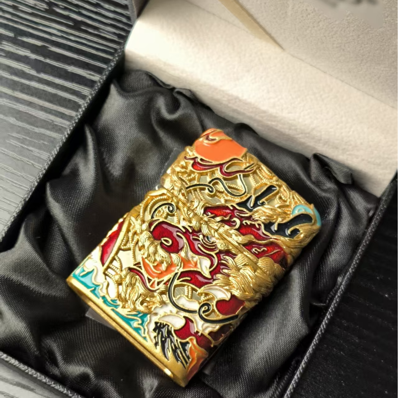龙腾四海限量版刻字珐琅彩打火机男士礼物礼盒