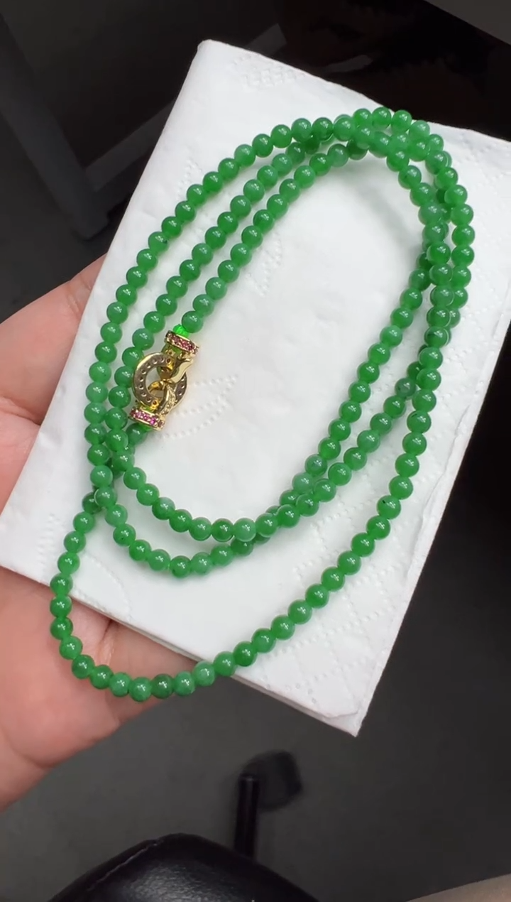 【闪购商品】翡翠颈饰未镶嵌（成品三天鉴赏期）3.6mm+珠链