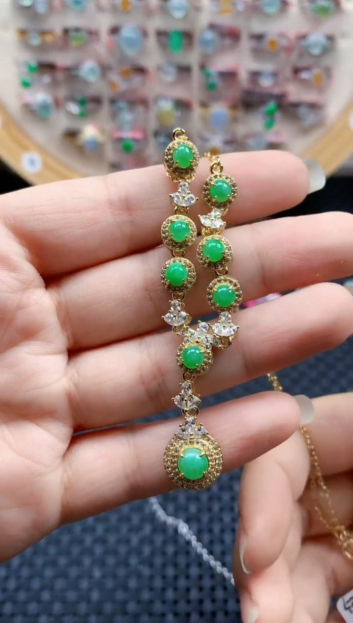 银S925镶嵌戒指翡翠天然A货缅甸翡翠