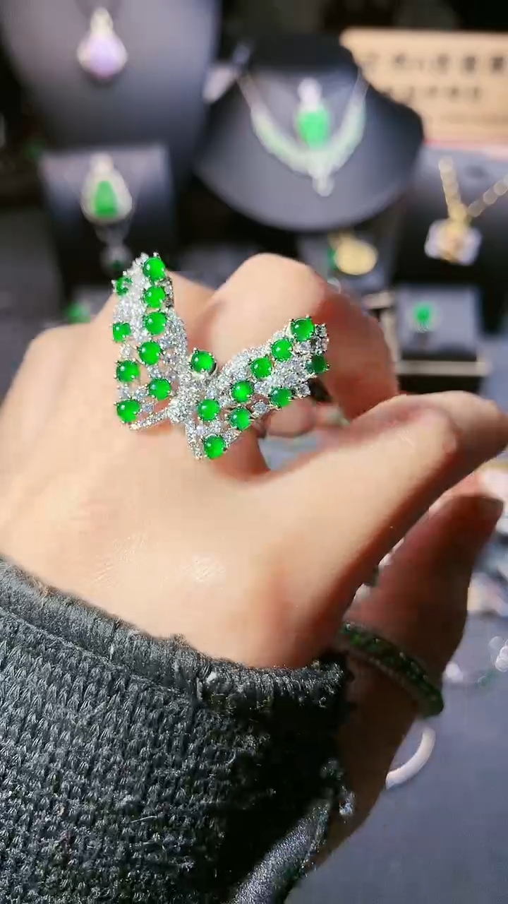 【闪购商品】翡翠戒指银S925镶嵌戒指