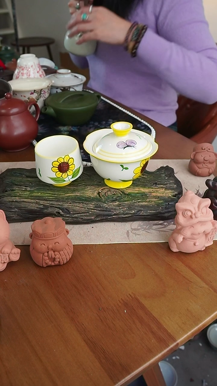 【茶瓷物语】小太阳花盖碗