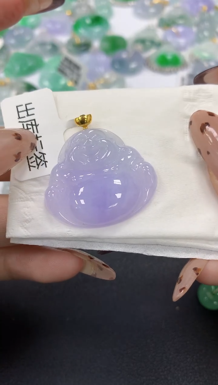 颈饰18K金镶嵌翡翠a货假一赔三支持复检百元上9元证书费自理