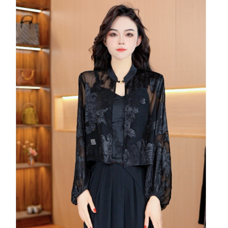 0086-29【烧花防晒】新款时尚小衫