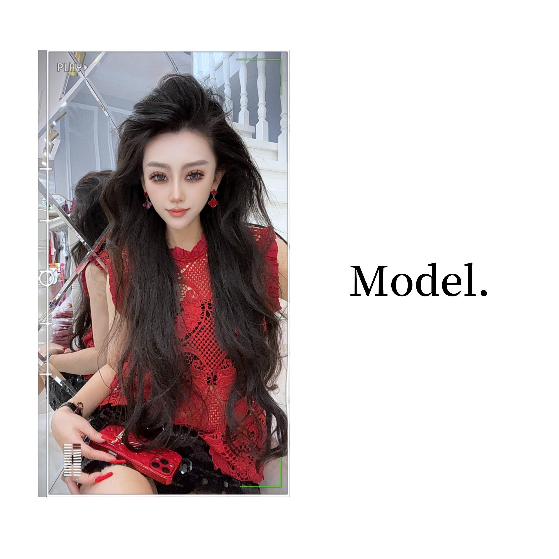 时尚正版蕾丝钩花镂空上衣