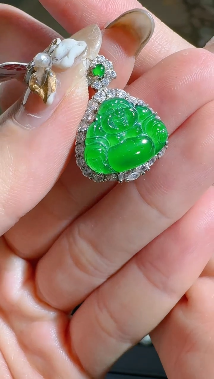 【闪购商品】翡翠吊坠(不含链)银S925镶嵌佛公