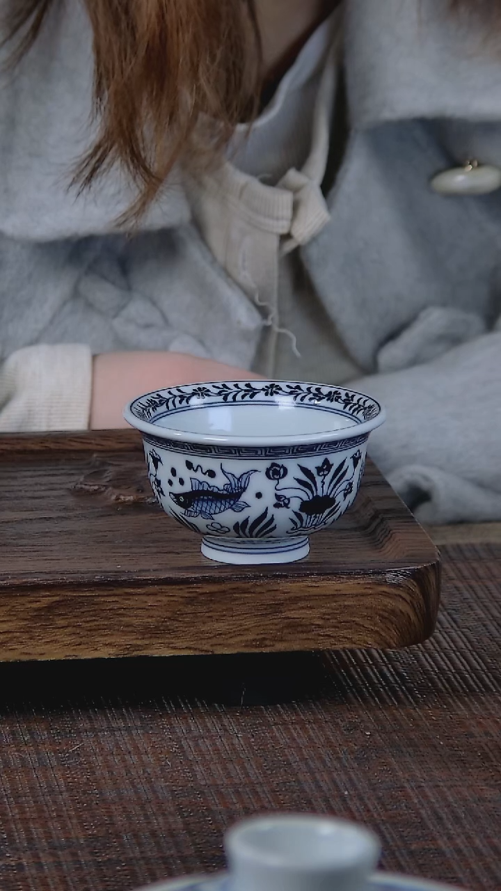 【闪购商品】折葵非器手工手绘鱼藻小压手杯