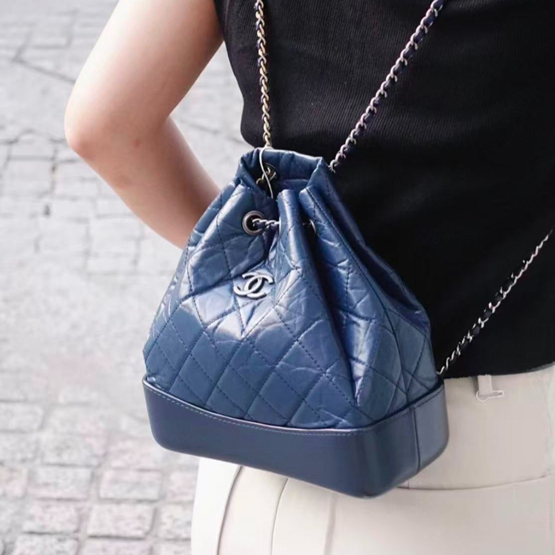 99新 Chanel/香奈儿 7姐专场/海军蓝流浪小号双肩包 24开