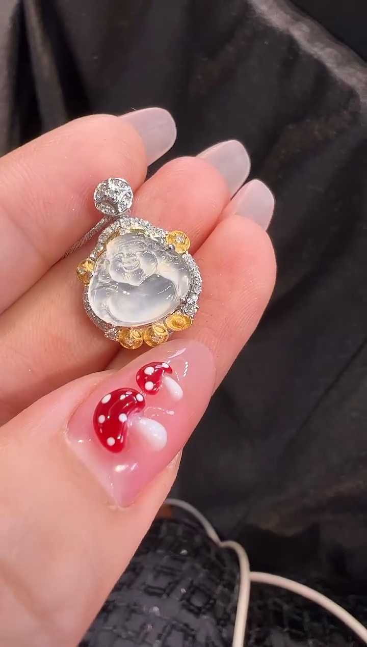 【闪购商品】翡翠颈饰18K金镶嵌耳饰