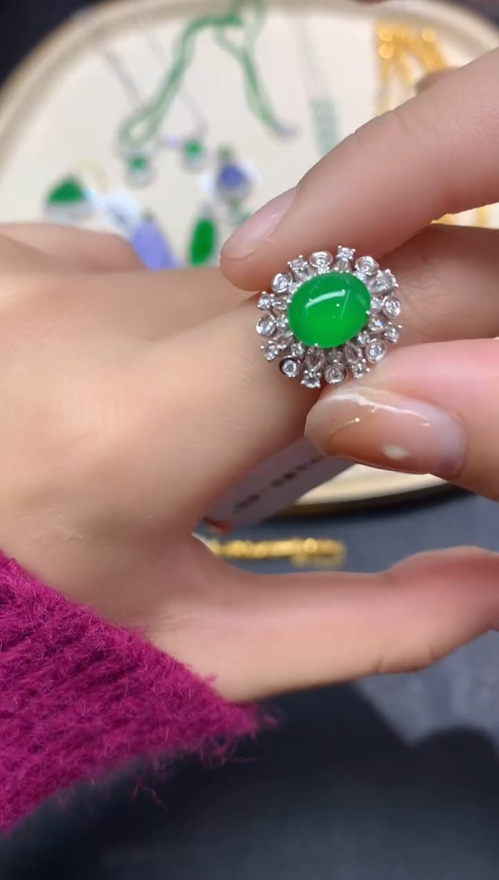 18K金镶嵌戒指翡翠戒指A12|19800