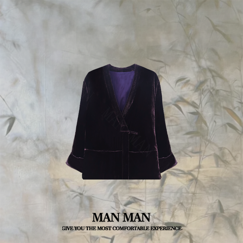 『映紫』满满出品-桑蚕丝丝绒棉服25334中式气质重磅保暖舒适百搭