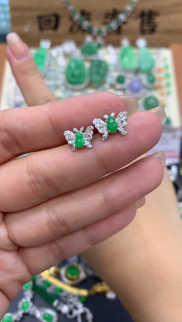 【闪购商品】翡翠耳饰18K金镶嵌277-中国好珍宝