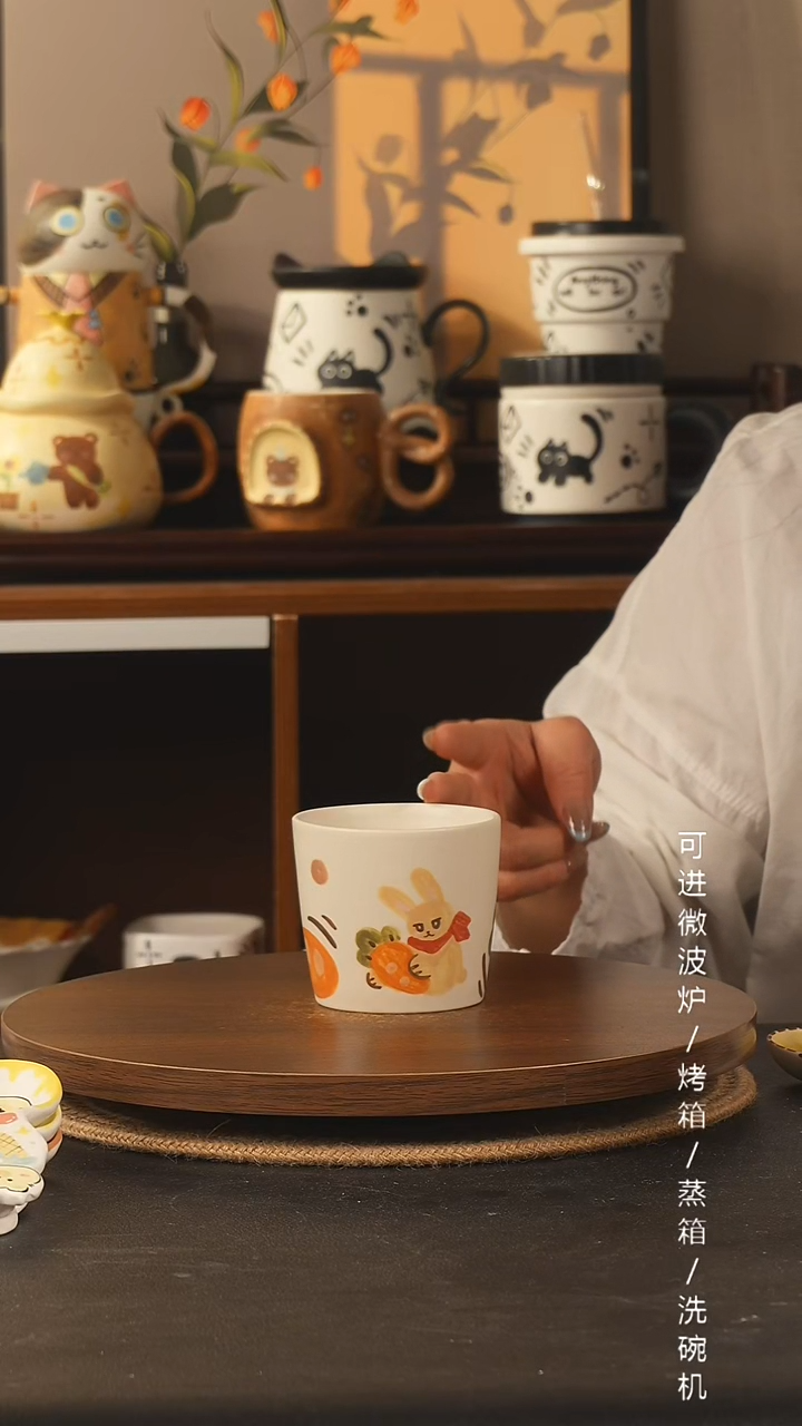 杯子景德镇高温釉下彩纯手绘创意瓷