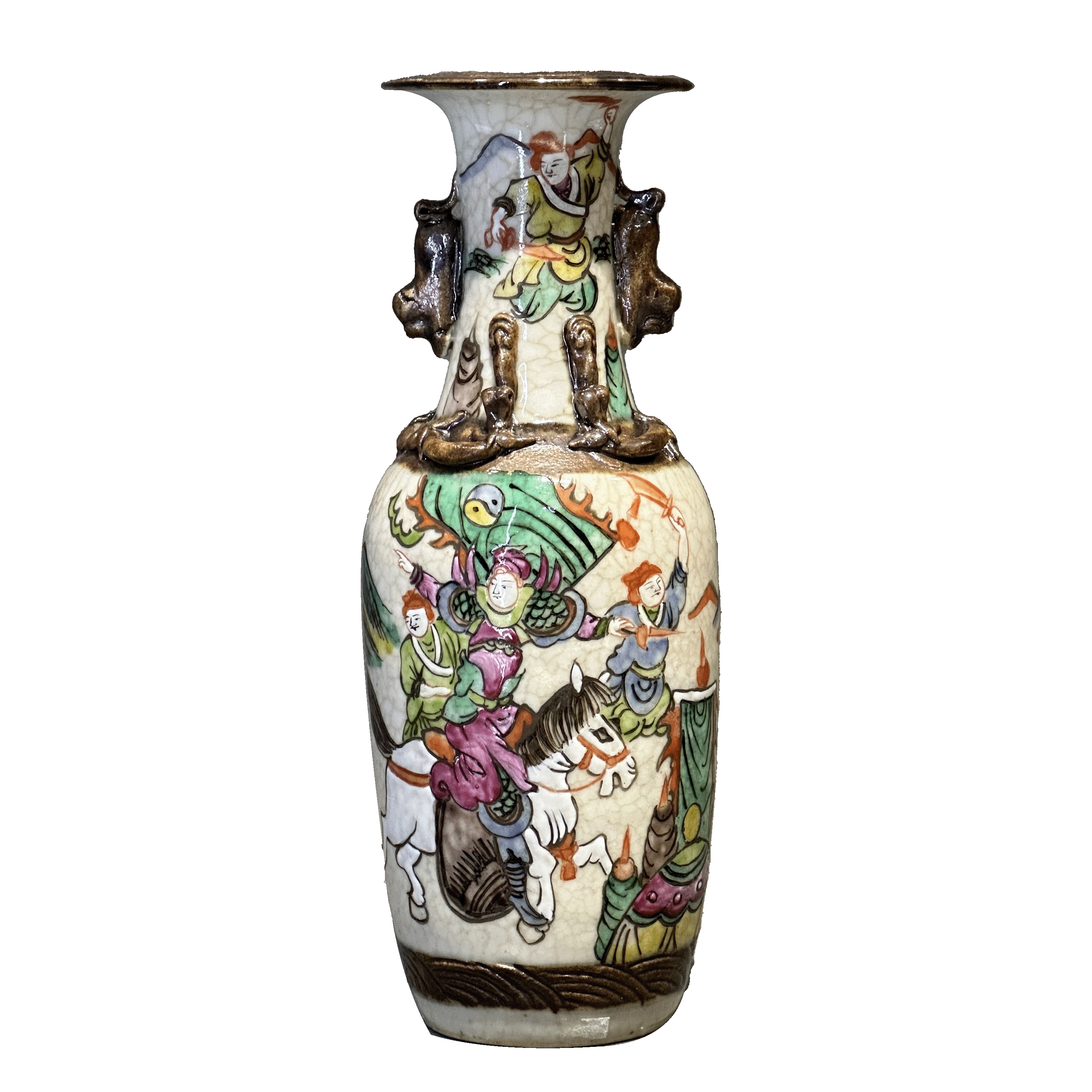 25083834y哥釉五彩人物故事纹瓶