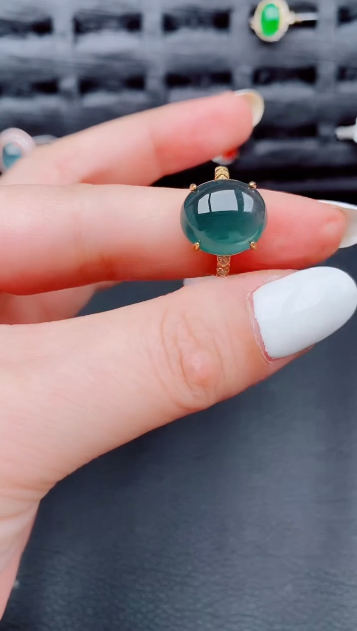 【闪购商品】翡翠戒指银S925镶嵌天然a货翡翠190