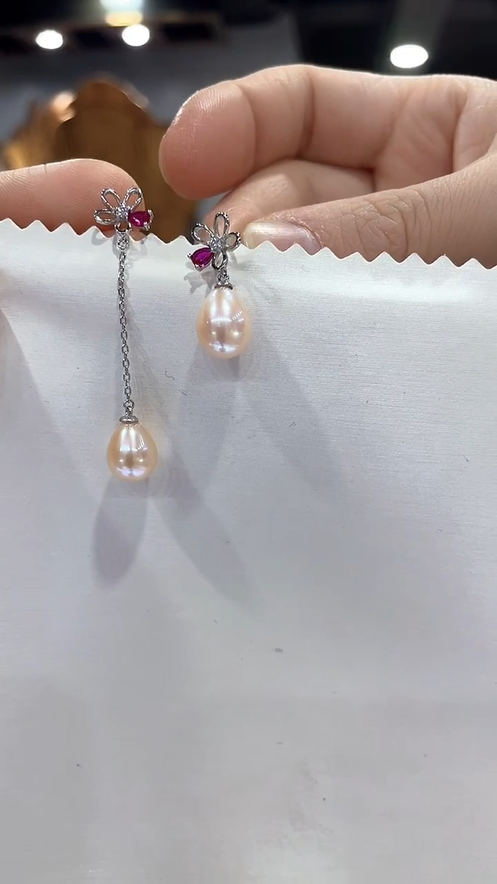 银S925镶嵌耳饰淡水珍珠17