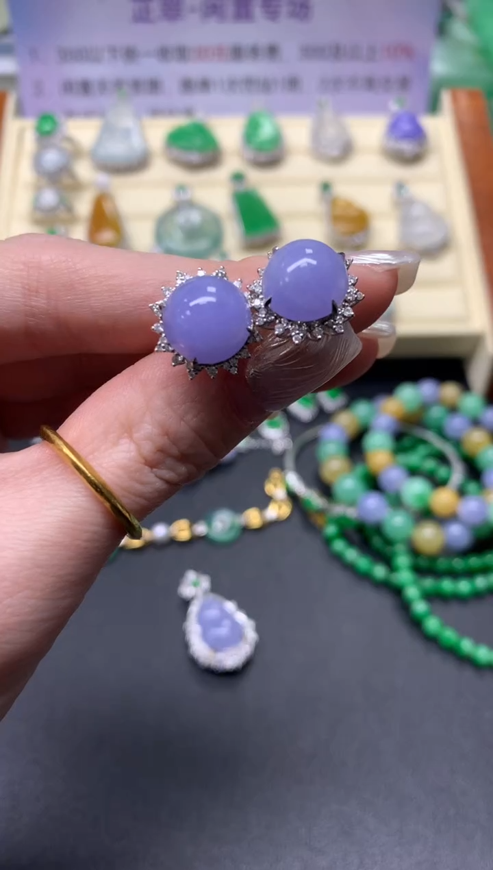 【闪购商品】翡翠耳饰18K金镶嵌耳饰|13800+1380