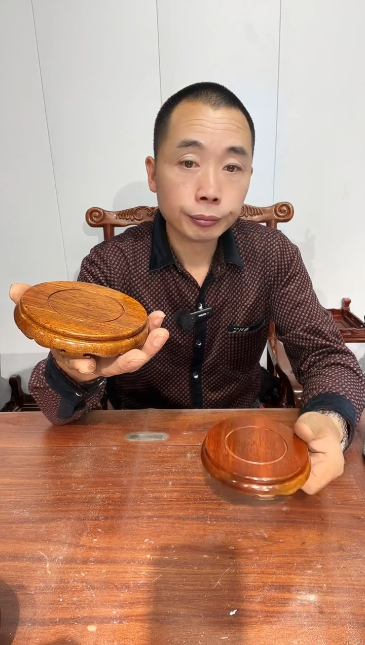 木老花圆形小盘几两个11*12*2.6