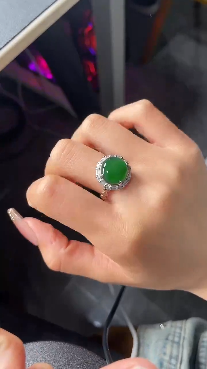 【闪购商品】翡翠戒指银S925镶嵌54363