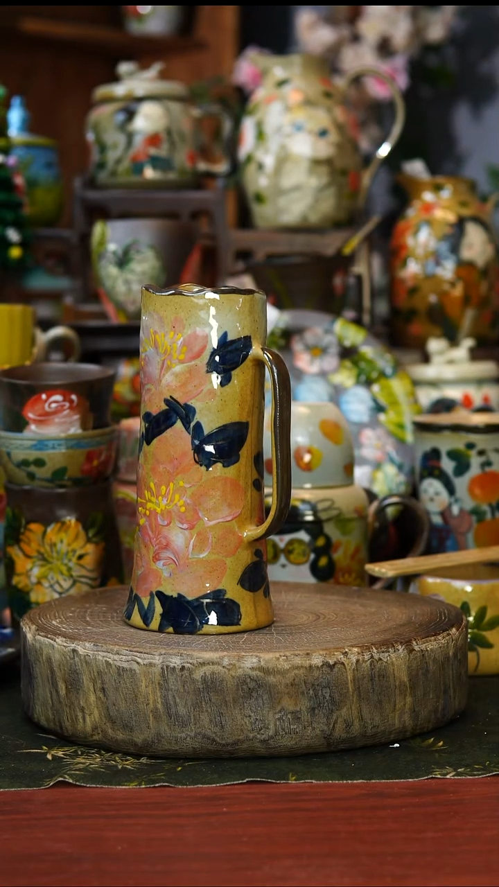 花瓶90景德镇手工手绘釉下彩