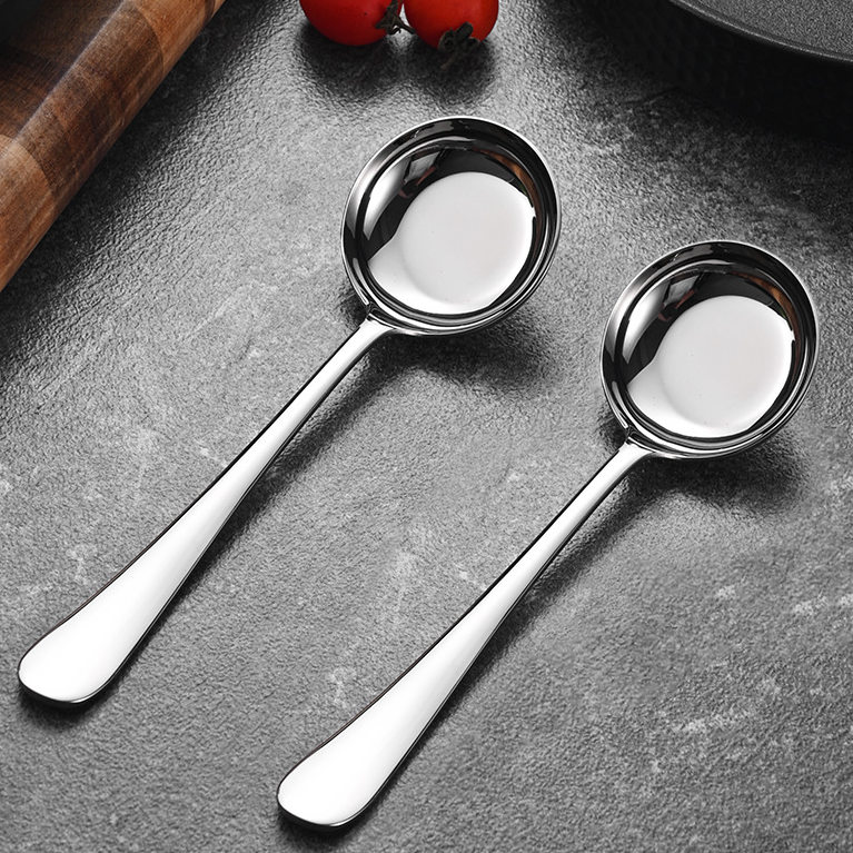 【CJ家】19.5CM 316不锈钢长柄圆勺 汤勺 三层加厚 镜面抛光 两支装