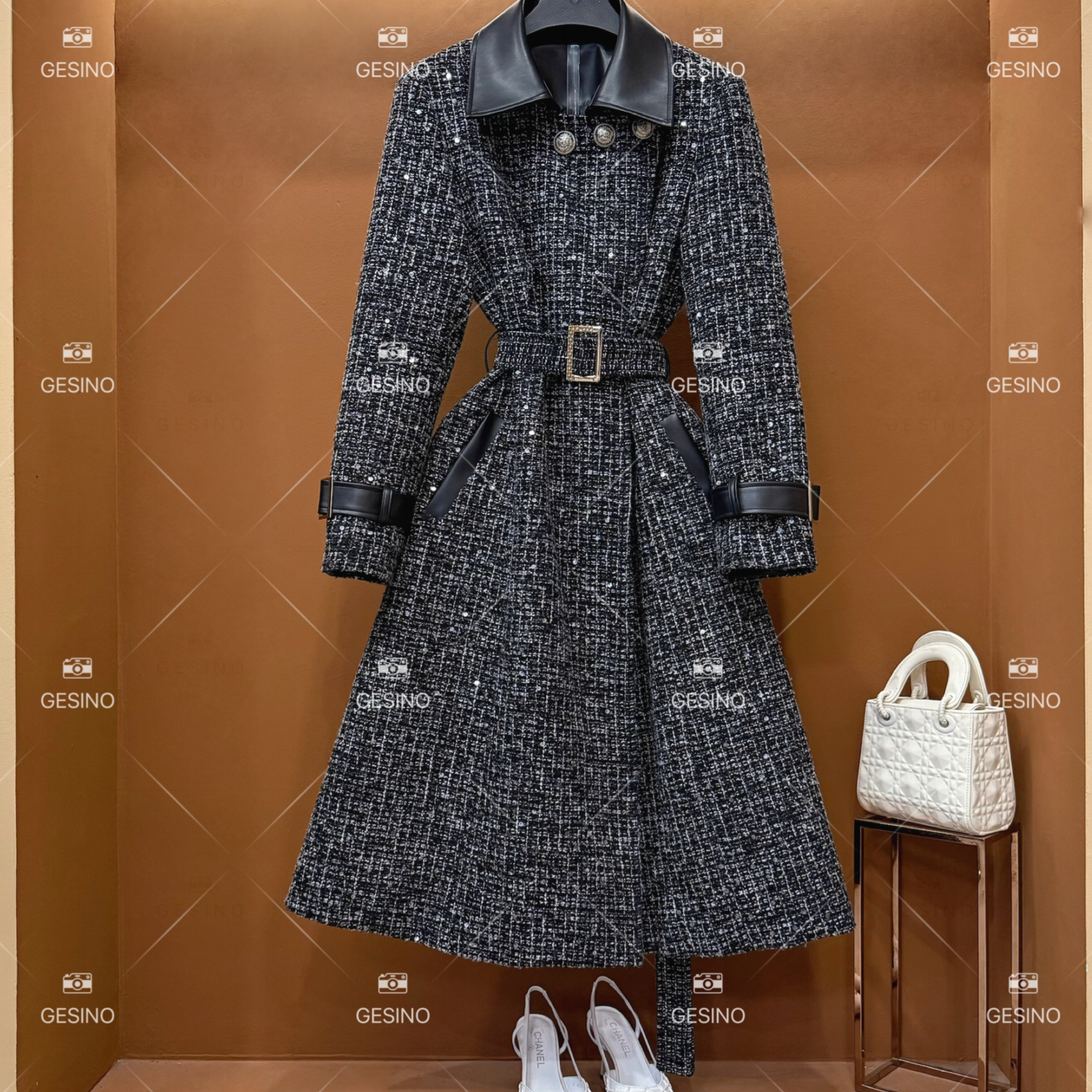 【丽】秋冬款小香风法式复古中长款翻领羽绒服显瘦女QD-2024827